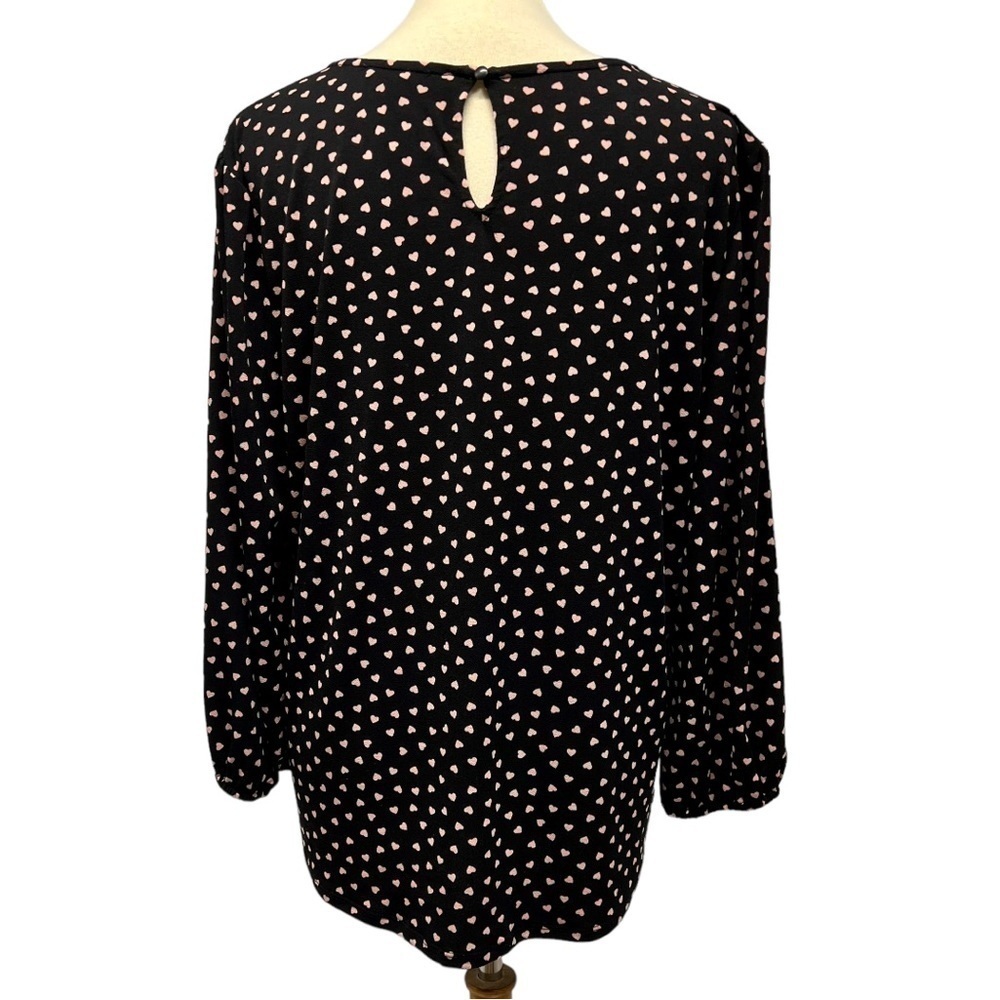 Adrianna Papell Black Heart Print Long Sleeve Top Women’s XL - Picture 7 of 13